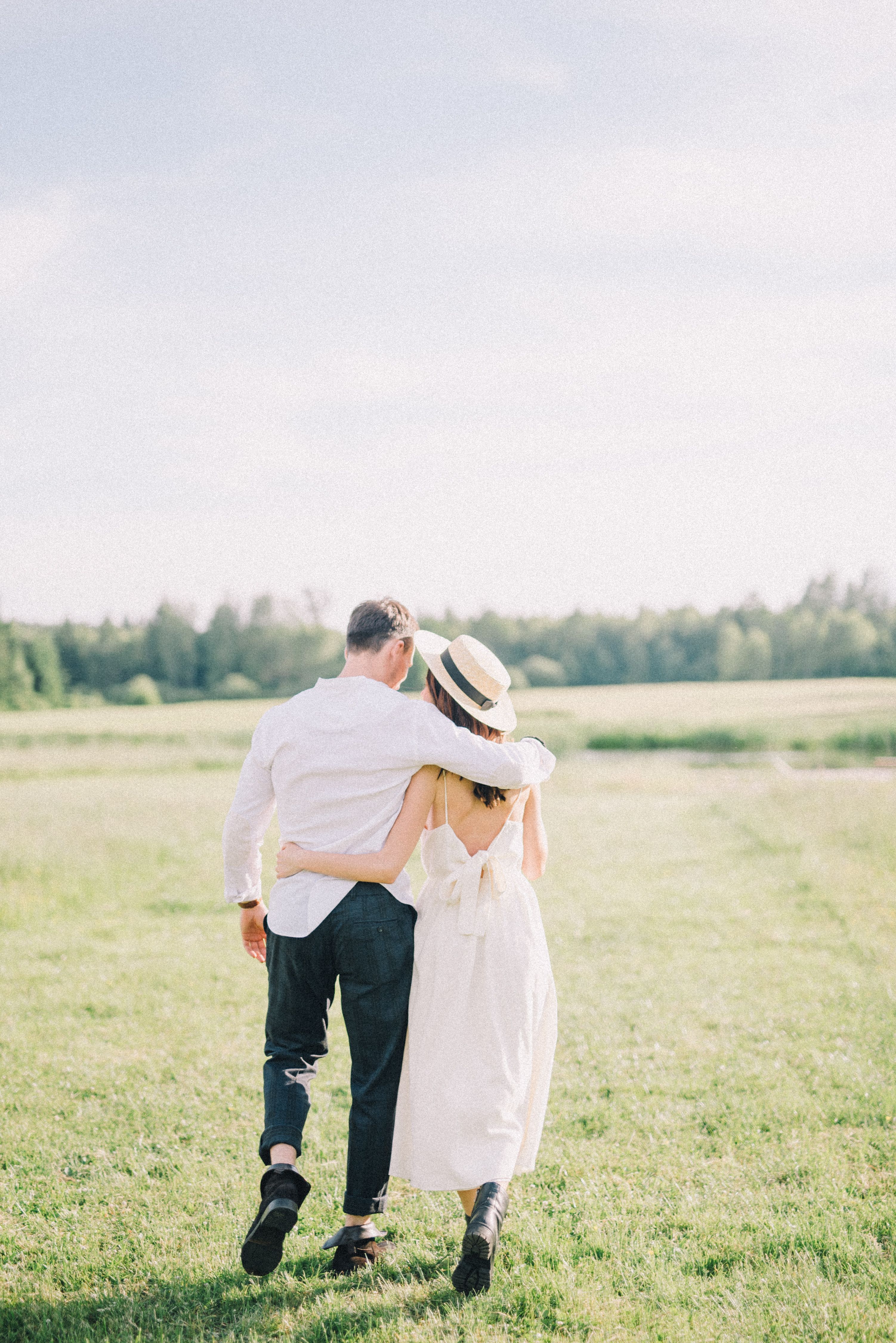 Couple walking together outdoors